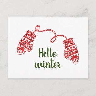 Handgezeichneter warmer Winter Mitten Weihnachtsfe Postkarte