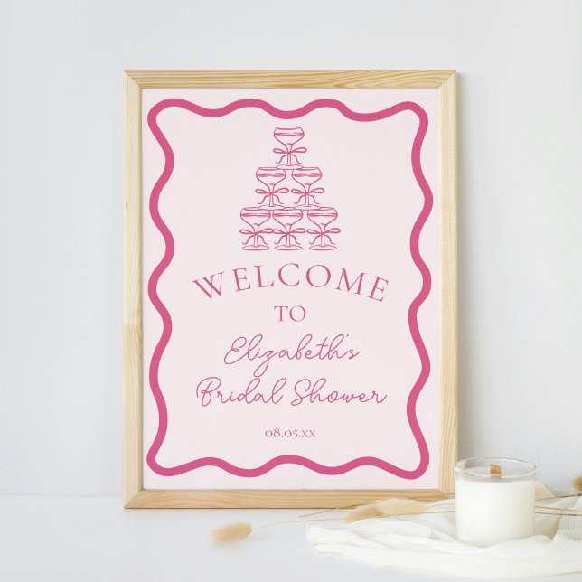 Handgezeichneter Wavy Frame & Champagner Tower Wil Poster (Von Creator hochgeladen)