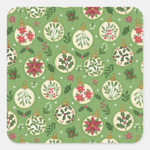 Handgezeichneter Weihnachts-Schmuck-Sticker Quadratischer Aufkleber