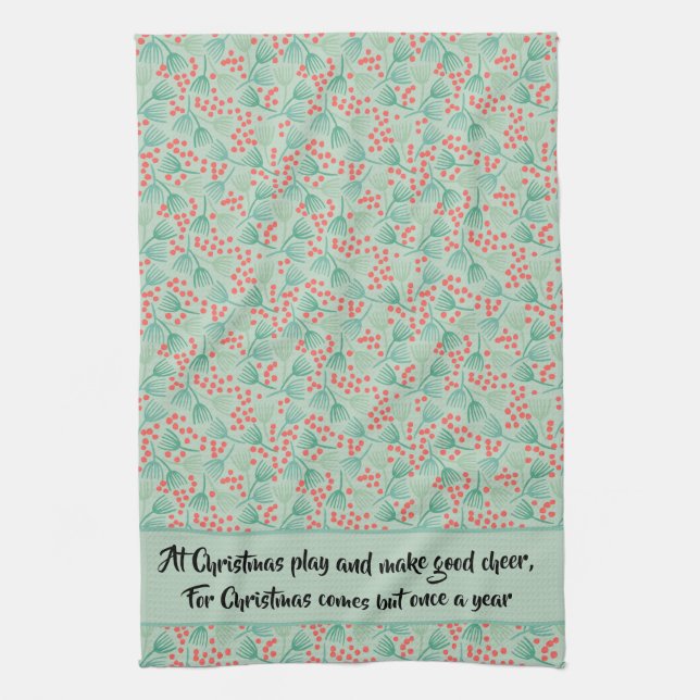 Handgezeichneter Weihnachtsbaum Evergreen Pine Nee Geschirrtuch (Vertikal)