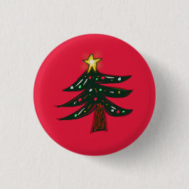 Handgezeichneter Weihnachtsbaumstern  Button