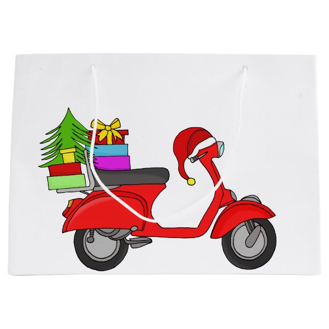 Handgezeichneter Weihnachtsroller Große Geschenktüte (Vorderseite)
