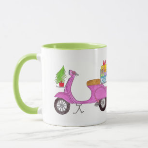 Handgezeichneter Weihnachtsscooter mit Geschenken  Tasse