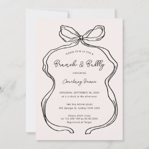 Handgezeichneter Whimsical Ribbon Brunch und Bubbl Einladung