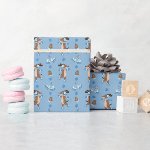 Handgezeichneter Winterhund - Geschenkpapierrolle Geschenkpapier