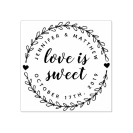 Handgezeichneter Wraath & elegante Skripthochzeit Gummistempel