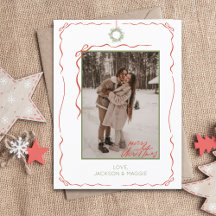 Handgezeichneter Wreath Red Bow Foto Weihnachten P