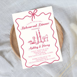 Handgezeichnetes Abendessen bei Hochzeitsfeier Pro Einladung