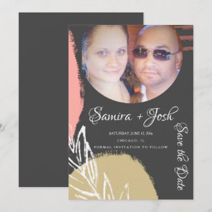 Handgezeichnetes Abstraktes botanisches Grau Save Einladung