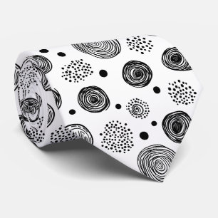 Handgezeichnetes abstraktes Doodle - Schwarz und W Krawatte