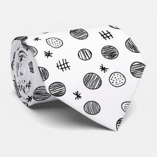 Handgezeichnetes abstraktes Doodle - Schwarz und W Krawatte