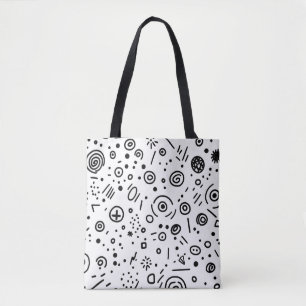 Handgezeichnetes abstraktes Doodle - Schwarz und W Tasche