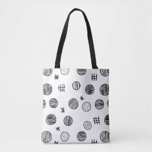 Handgezeichnetes abstraktes Doodle - Schwarz und W Tasche