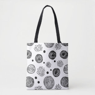 Handgezeichnetes abstraktes Doodle - Schwarz und W Tasche