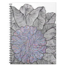 Handgezeichnetes abstraktes florales Spiralnotizbu