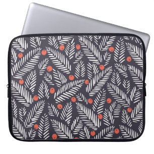 Handgezeichnetes abstraktes Weihnachtsgrün, rot he Laptopschutzhülle