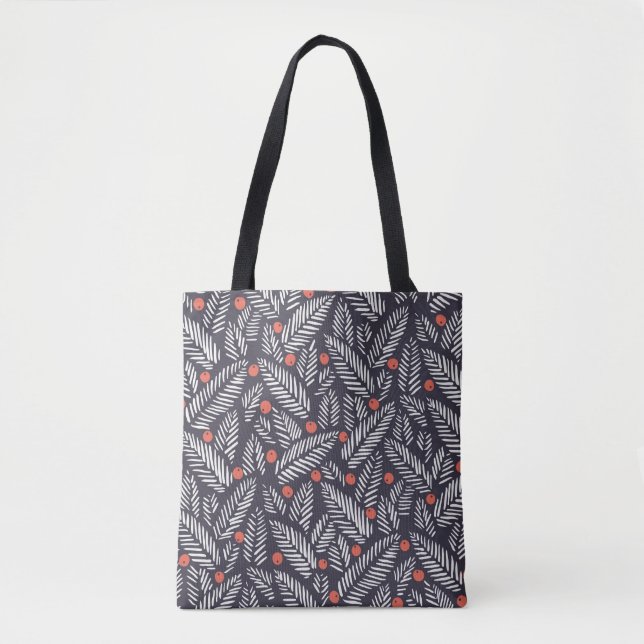 Handgezeichnetes abstraktes Weihnachtsgrün, rot he Tasche (Vorderseite)
