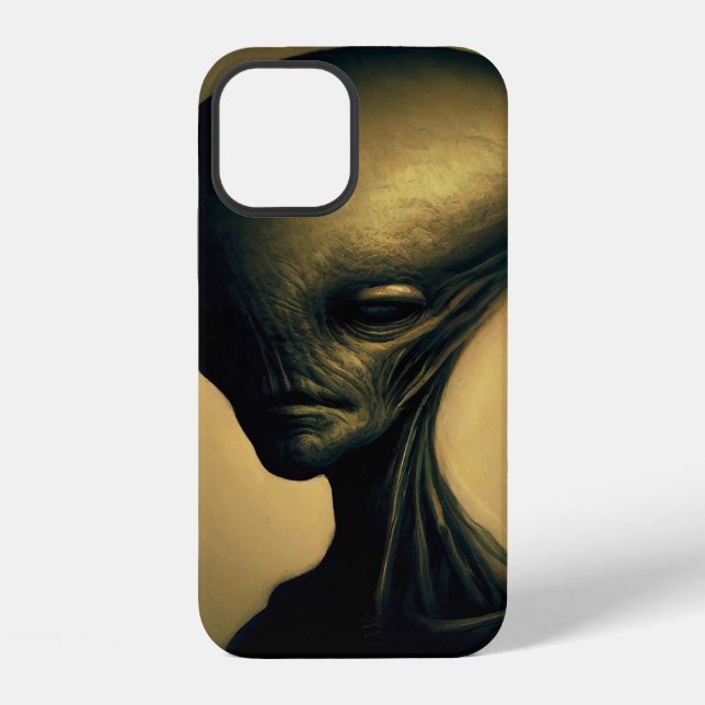 Handgezeichnetes Alien-Porträt iPhone 12 Hülle (Rückseite)