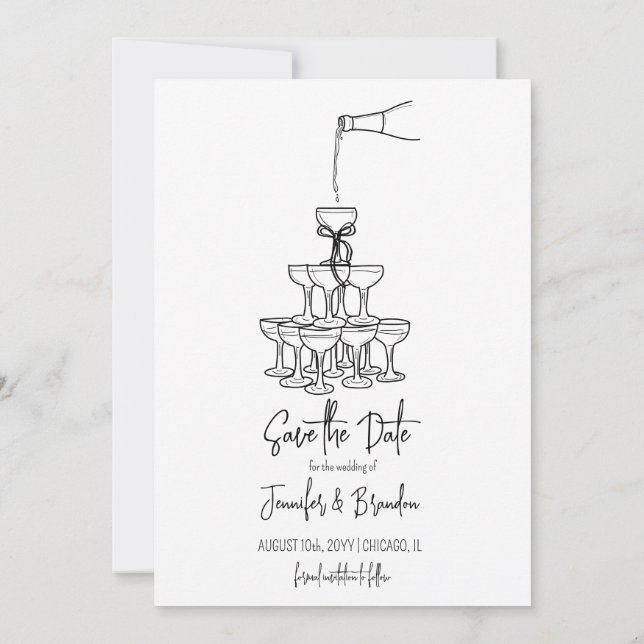 Handgezeichnetes altes Geld Save the Date Foto Einladung (Rückseite)