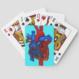 Handgezeichnetes Aqua-Anatomisches Herz Spielkarten