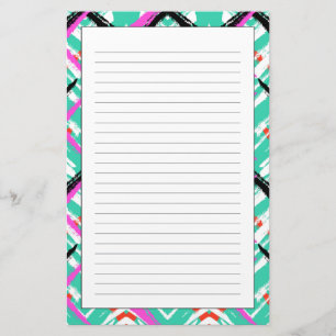 Handgezeichnetes Aquamarin Zig Zag Muster Briefpapier