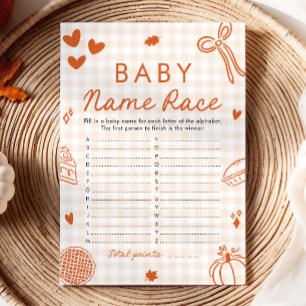 Handgezeichnetes Baby-Name-Rennen-Babyshower-Spiel Einladung