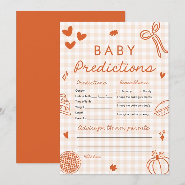 Handgezeichnetes Baby Prediction Baby Shower Game Einladung (Vorne/Hinten)