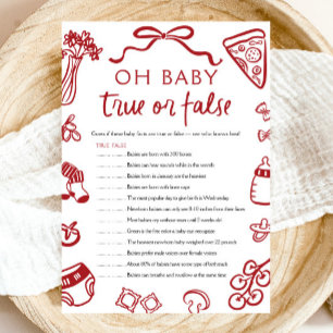 Handgezeichnetes Baby True oder False Baby Shower  Einladung