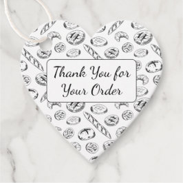 Handgezeichnetes Bäckerei-Muster Herz Danke  Geschenkanhänger