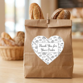Handgezeichnetes Bäckerei-Muster Herz Danke  Herz-Aufkleber