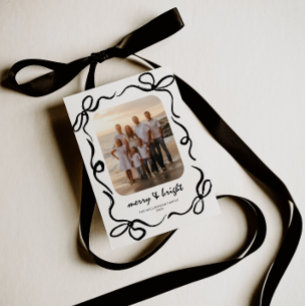 Handgezeichnetes Black Bow Family Foto Weihnachten