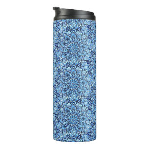 Handgezeichnetes blaues Mandala-Kunstdesign Thermosbecher