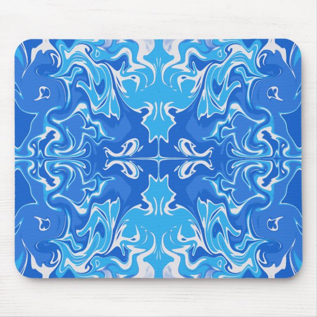 Handgezeichnetes blaues Marmor-Mauspad Mousepad (Vorne)