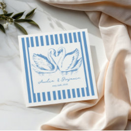 Handgezeichnetes blaues Schwan-Paar Whimsical Hoch Serviette
