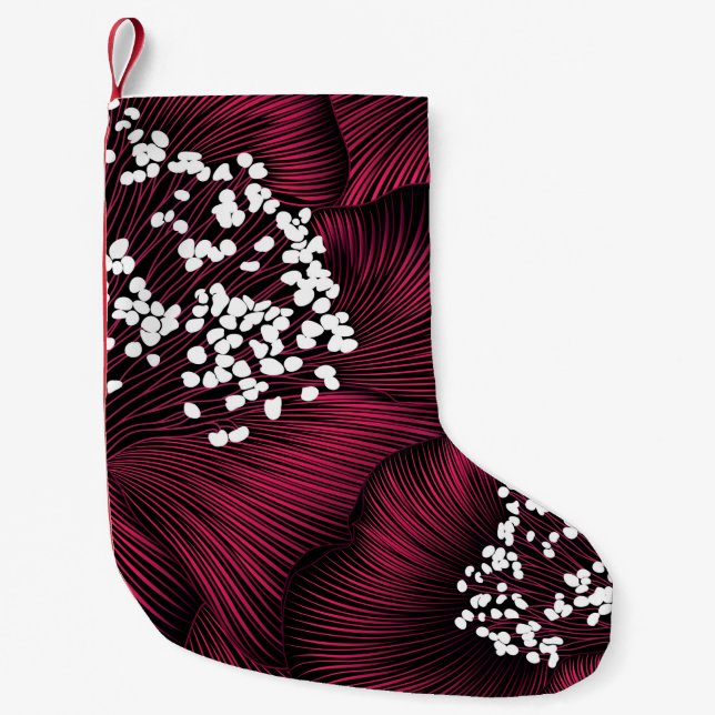 Handgezeichnetes Blumenmuster mit Kamelie-Blume Kleiner Weihnachtsstrumpf (Vorderseite)