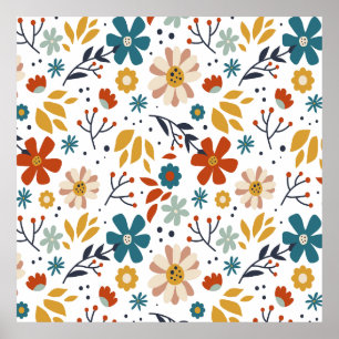 Handgezeichnetes Blumenmuster Poster