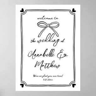Handgezeichnetes Bogen-Whimsical-Hochzeits-Willkom Poster
