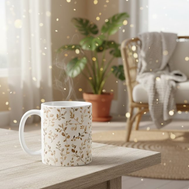 Handgezeichnetes Boho-Blattmuster Kaffeetasse (Von Creator hochgeladen)