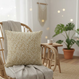 Handgezeichnetes Boho-Blattmuster Kissen