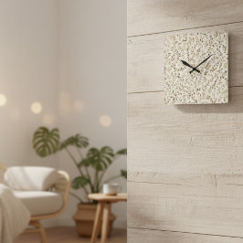 Handgezeichnetes Boho-Blattmuster Quadratische Wanduhr