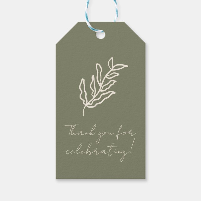 Handgezeichnetes botanisches Brautparty Geschenkanhänger (Vorderseite)