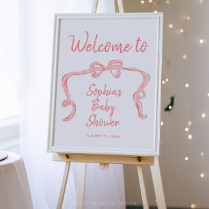 Handgezeichnetes Bow Girl Babydusche Begrüßungsppo Poster