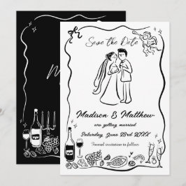 Handgezeichnetes Buch Doodles Braut & Groom Hochze Save The Date