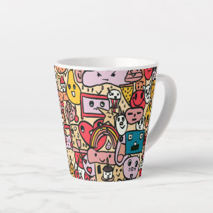 Handgezeichnetes Cartoon-Charakter-Wurf-Muster Milchtasse