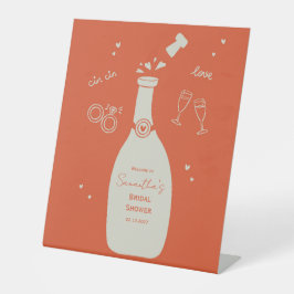 Handgezeichnetes Champagner-Junggesellinnen-Abschi Sockelschild
