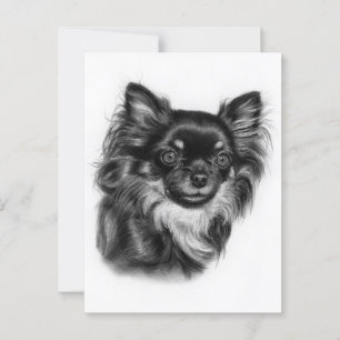 Handgezeichnetes Chihuahua-Holzkohlewerk Postkarte