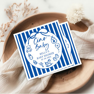 Handgezeichnetes Ciao Baby Italienische Babydusche Serviette