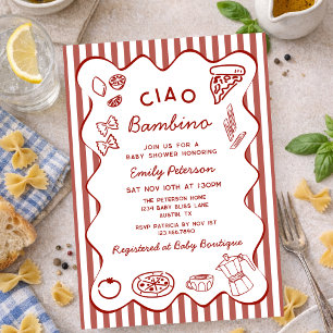 Handgezeichnetes Ciao Bambino Italienisches Thema  Einladung