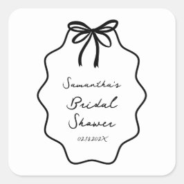 Handgezeichnetes Coquette Bow-Brautparty Quadratischer Aufkleber