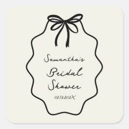 Handgezeichnetes Coquette Bow-Brautparty Quadratischer Aufkleber